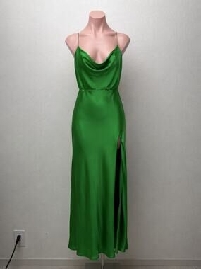 NWT Nicholas Lucinda Green Silk Halter Slip Maxi Dress Women’s US 6